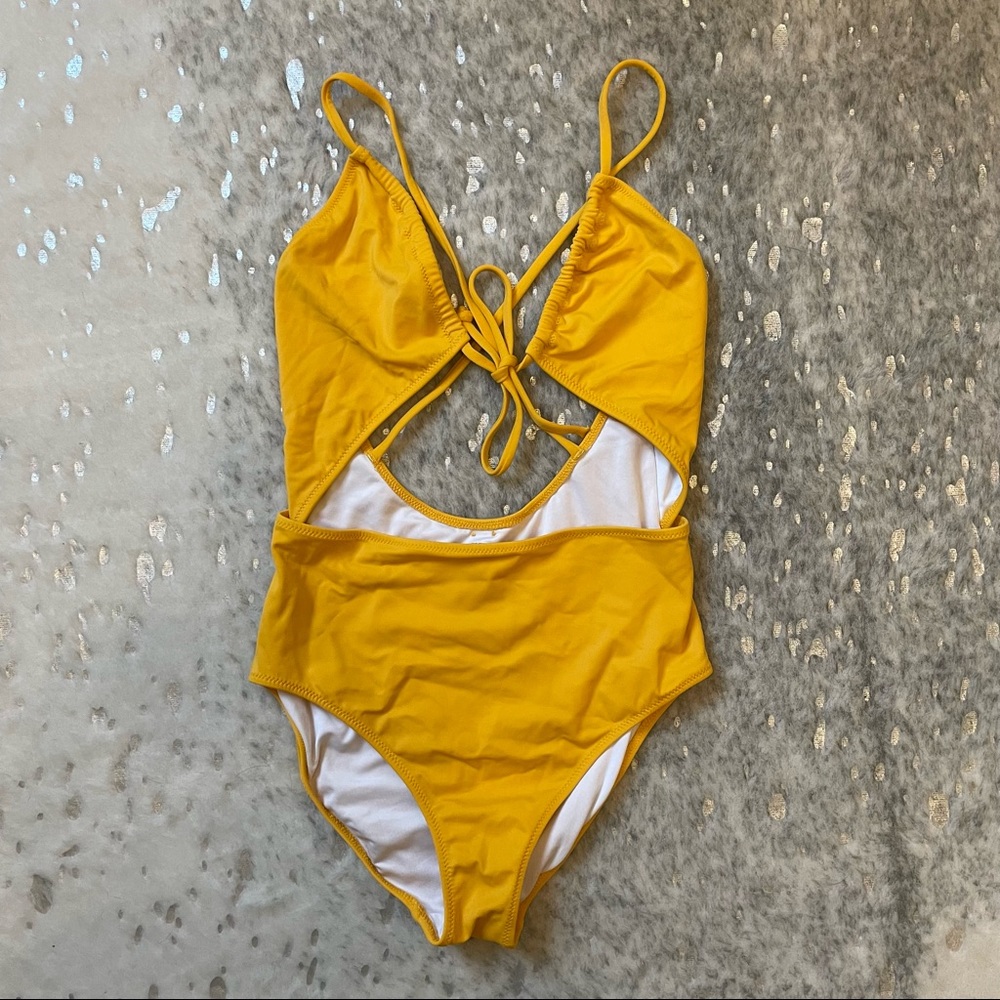 VS Pink Marigold Cross Over One Piece Bathing Suit